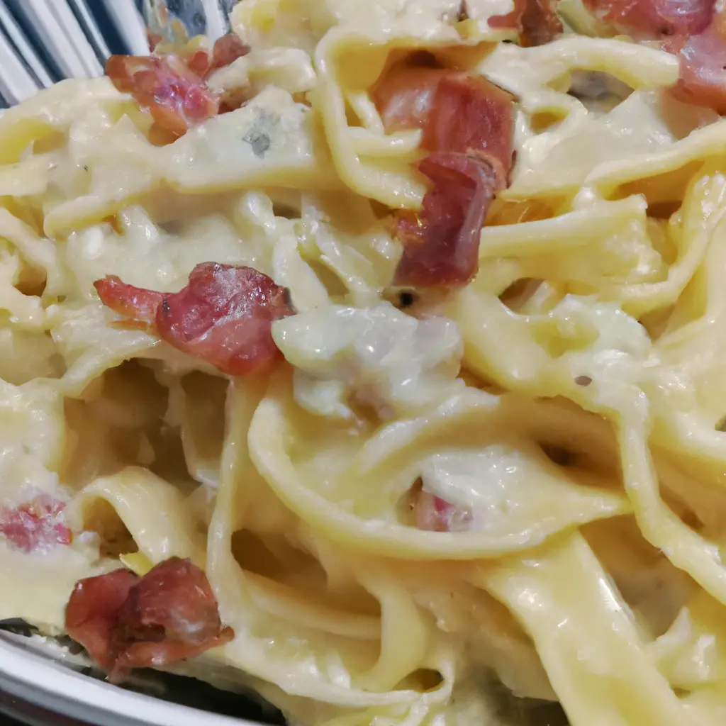 espaguetis a la carbonara con nata y bacon